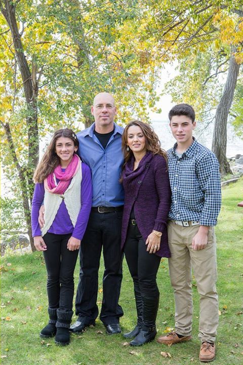 Family picture in front of trees - Tony & Diane - Parent Profile - Adoption O.N.E - Private Adoption Agency in Ontario